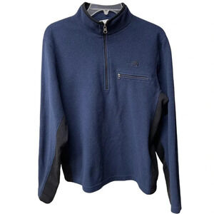 Men’s The North Face half zip fleece. M. Navy w black side stripe. Preloved.